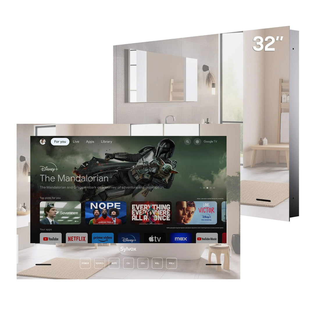 32" Waterproof Bathroom Mirror TV(Wall Embedded)