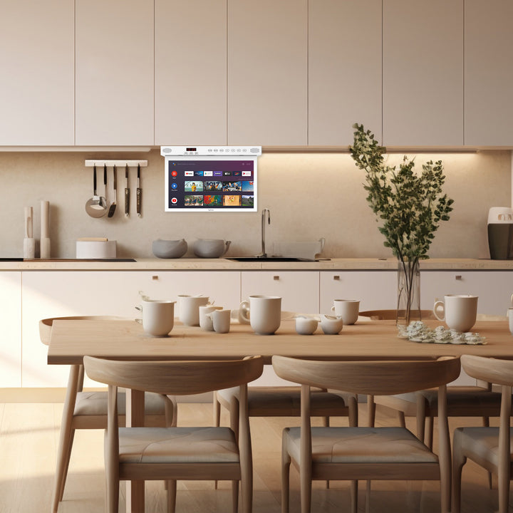 Sylvox 15.6“ Smart Under Cabinet TV for Kitchen（White）