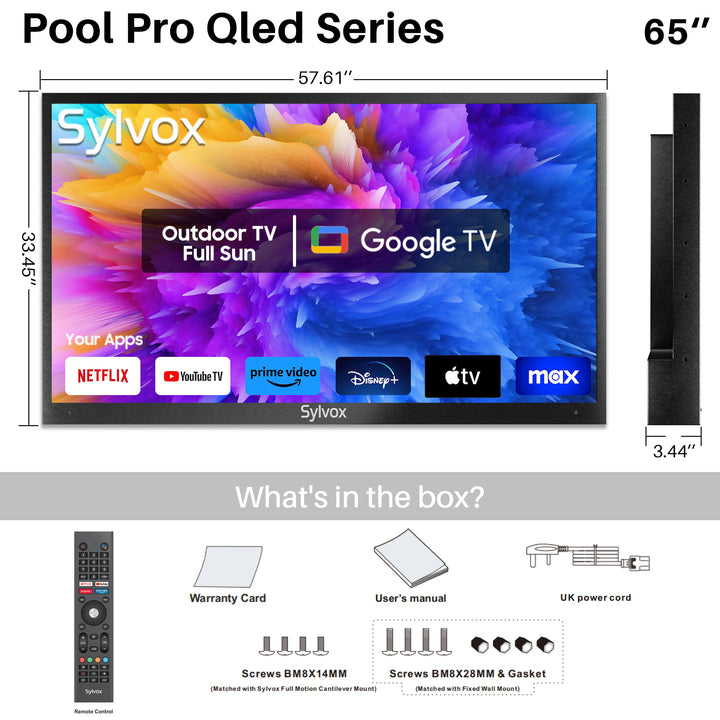 QLED Google TV—Best Outdoor TV UK (2024 Pool Pro Qled 2.0 Series)