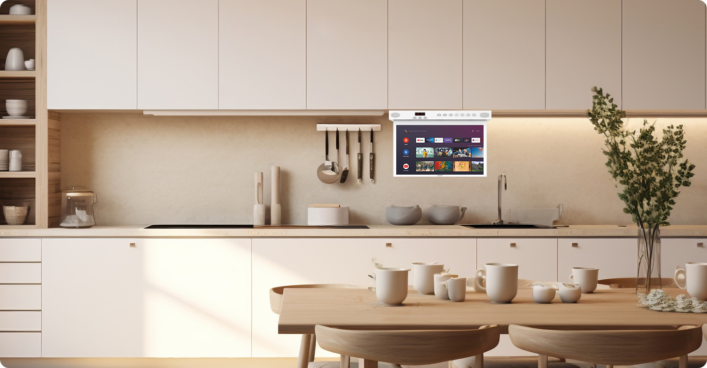 Sylvox Under Cabinet Kitchen TV – Flip Down 15.6-Inch Screen for Modern ...