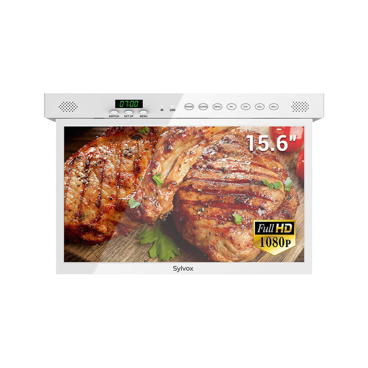 Sylvox 15.6“ Smart Under Cabinet TV UK for Kitchen（White）