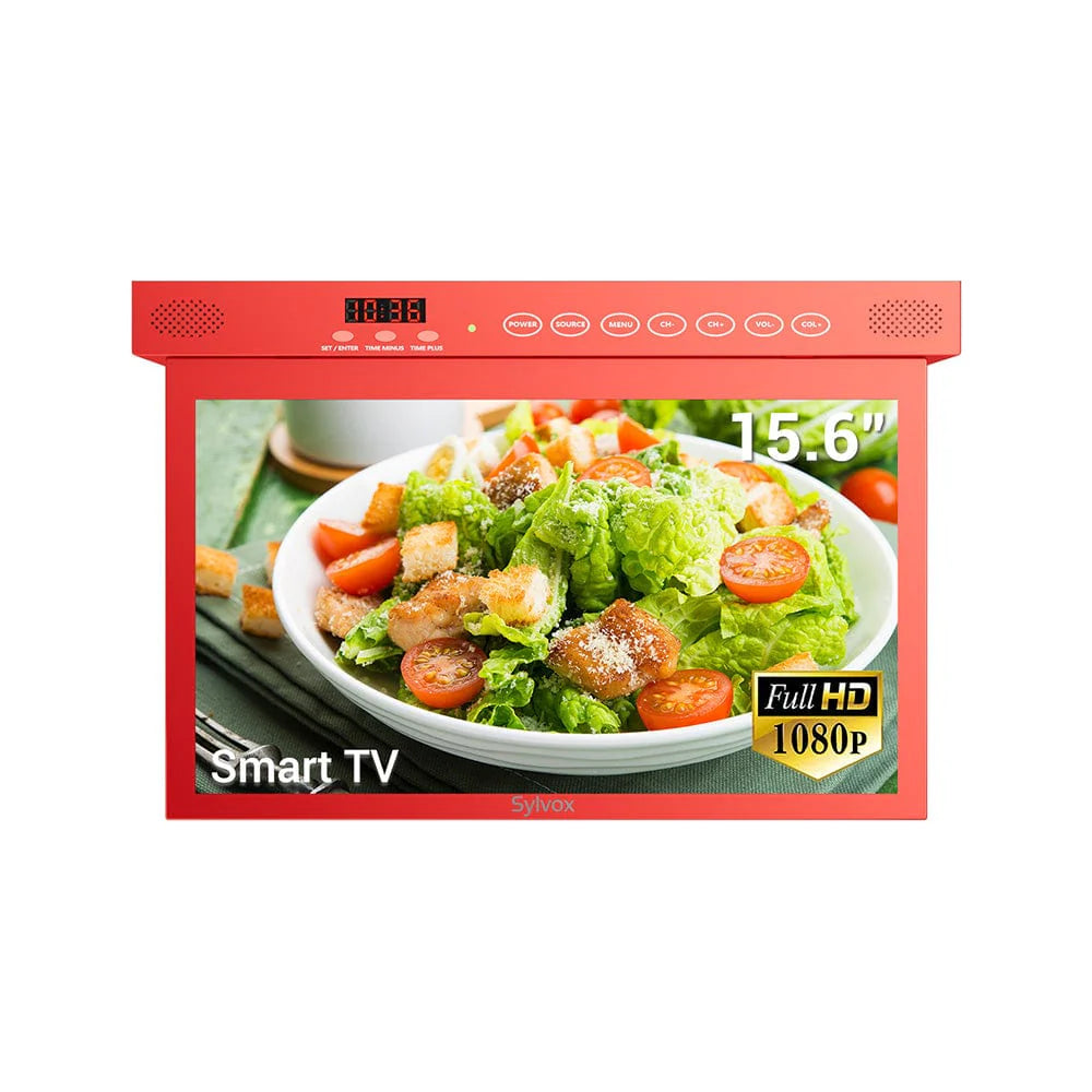 Sylvox 15.6“ Smart Under Cabinet TV UK for Kitchen（Red）